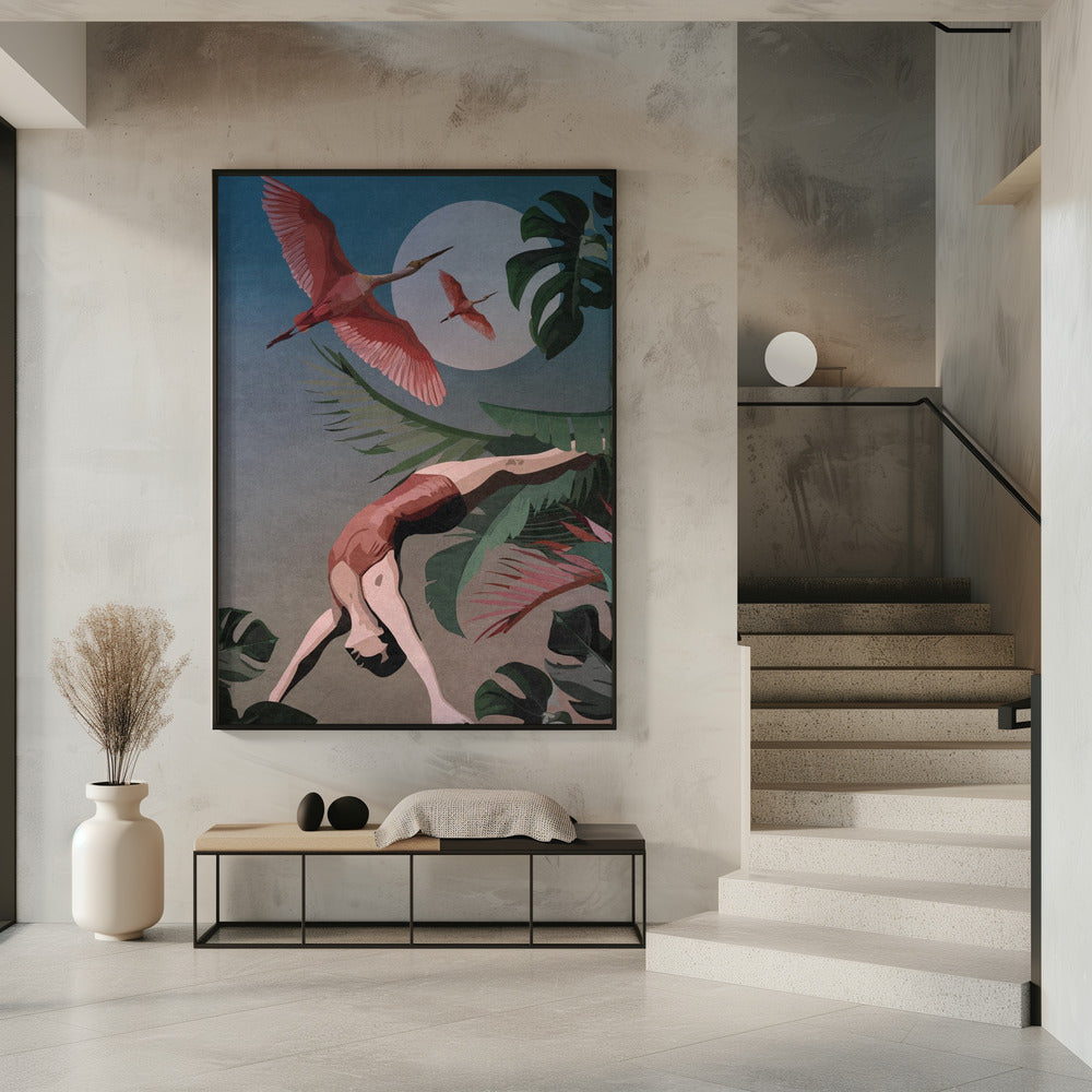 A Woman Doing A Backbend In The Jungle Poster